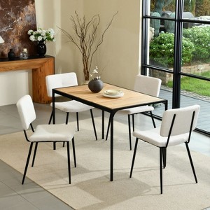 Homy Casa Dining Table – Industrial Style with Sleek Black Metal Frame, Natural Wooden Color - 1 of 4