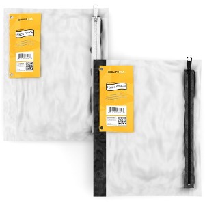 PVC Clear Zipper Pencil Pouch - Clear Window, Fits Standard 3-Ring Binder, 6.25 X 10 Inches, Assorted Colors (60 Packs) - 1 of 4