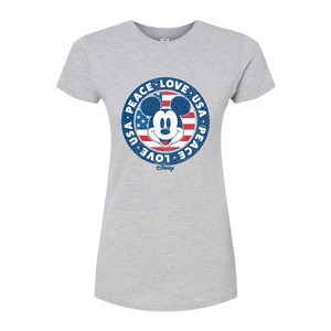 Women's - Disney - Mickey Peace Love USA Fitted Graphic T-Shirt - 1 of 3