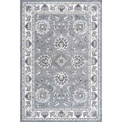 Elegant Gray and Cream Cottage-Inspired Synthetic Area Rug