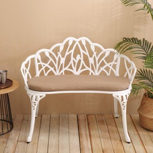 Long Chair Outdoor With Cushion, Patio Benches Metal, Garden Benches For Outdoor With Floral Rose-Cuddlewood - 1 of 4