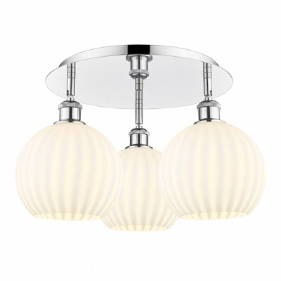 White Venetian - 3 Light Flush Mount In Modern Style-11 Inches Tall and 19.75 Inches Wide
