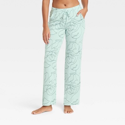 Women's Beautifully Soft Pajama Pants - Stars Above™ Green/Floral L