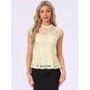 INSPIRE CHIC Women's Mock Neck Cap Sleeve Crochet Lace Peplum Blouse - 3 of 4