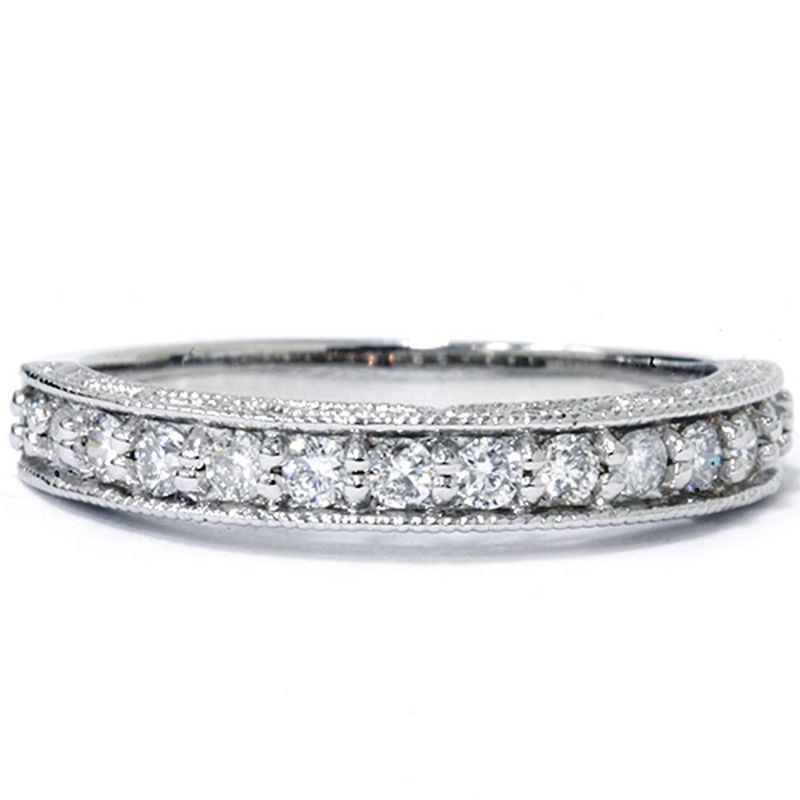 Pompeii3 1/2ct Vintage Diamond Wedding Ring 14K White Gold, 2 of 6