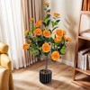 Angel Sar Artificial Camellia Tree 2-Pack, 36 Inch Faux Camellia Plant in Pot with Orange Flowers, Indoor Outdoor Decor for Home Office Porch - 2 of 4