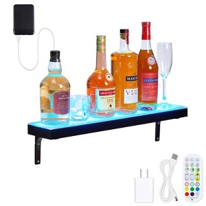 COZONY LED Liquor Display Shelf, Remote App Control 16 Color Music Sync Lighted Bar Shelves - 1 of 4