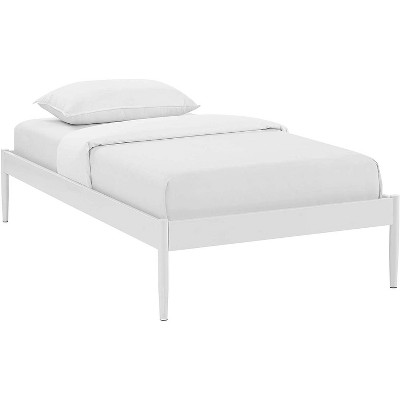 Elsie Modern Twin White Metal Frame Upholstered Bed with Slats