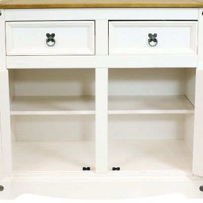 Sunnydaze White Pine Sideboard Cabinet with 2 Drawers and 2 Doors