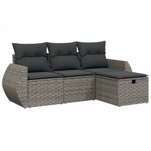 vidaXL Garden Sofa Set Grey PE Rattan 4 piece set Modular - 1 of 4