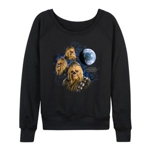 Women's - Star Wars - Chewie Moon Lightweight French Terry Wide Neck Long Sleeve Shirt - 1 of 4