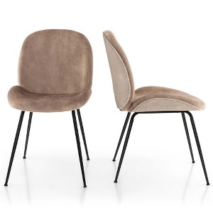 Costway Dining Chair Set of 2 Modern Upholstered Velvet Accent Leisure Chair Kitchen - 1 of 4