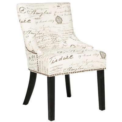 Lotus White and Gray Linen Upholstered Side Chair