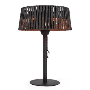 ZACHVO 1500W Halogen Woven Shade Electric Patio Heater with Pull Cord Switch, Tip-over Protection & Shower-Proof Design,Black - 1 of 4