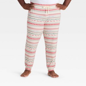 Men's "Let it Snow" Fair Isle Cozy Knit Holiday Matching Family Pajama Pants - Wondershop™ Cream - 1 of 4