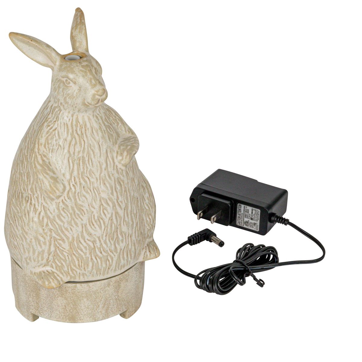 Storied Home Stoneware Rabbit Oil Diffuser with Timer, Cream