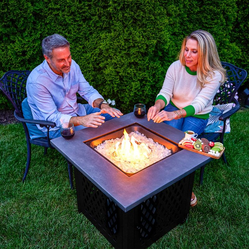 Endless Summer 30 Inch Square Outdoor UV Printed 50,000 BTU LP Gas Fire Pit​ Table with Faux Mantel and Stamped Steel Base, 4 of 9