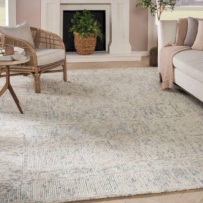 Ivory/Grey/Teal 8' x 10' Hand-Tufted Wool Rectangular Rug