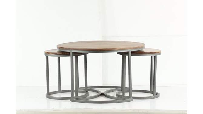 Set of 3 Contemporary Metal Coffee Tables Brown - Olivia &#38; May, 2 of 7, play video