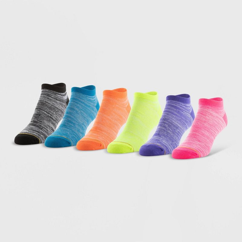 All Pro Women&#39;s Extended Size Lightweight 6pk No Show Athletic Socks - Assorted Colors 8-12, 1 of 4