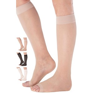 Absolute Support Women’s Open Toe Sheer 15–20mmHg Graduated Compression Socks, Knee High – Circulation, Travel, Swelling Relief, A111T - 1 of 4