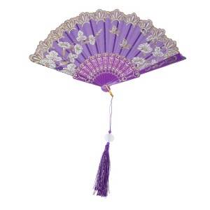 Unique Bargains Tassel Folding Fan 1 Pc - 1 of 4