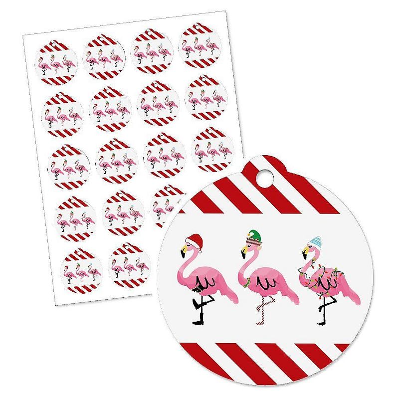 Big Dot of Happiness Flamingle Bells - Tropical Flamingo Christmas Party Favor Gift Tags (Set of 20), 2 of 5