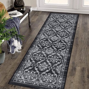 Area Rug Washable Rug, Modern Floral Area Rug Indoor, Non Slip Living Room Rug, Low Pile Foldable Thin Rug for Dining Room Home Office Dorm - 1 of 4