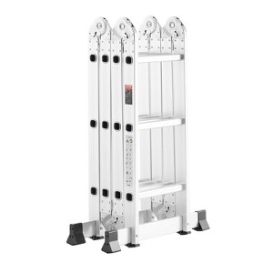 VEVOR Multi-Purpose Folding Ladder, 7-in-1 Tall Step Ladder, A Frame 3 Step Adjustable Telescoping Ladder, 12ft, 330 lbs Capacity,Silver - 1 of 4