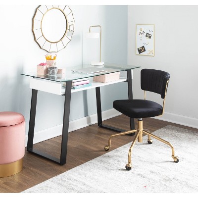 Tania Contemporary Black Velvet 28.5" Swivel Task Chair