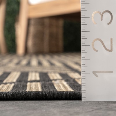 Reversible Charcoal Geometric Synthetic 25" Area Rug