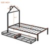 CAVINAS Twin Size Bed Frame with House-Shaped Headboard Design, Twin Size Metal Platform Bed, Black - 3 of 4