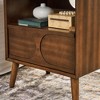 LIVAREEmlen Modern Fluted Nightstand with Charging Station USB Ports & Outlet Hole & 4 Solid Wood Legs, Farmhouse End Table with Open Space - 3 of 4