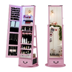 Vlsrka 360° Rotating LED Jewelry Armoire ,Pink - 1 of 4