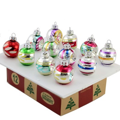 Multicolor Hand-Painted Glass Mini Holiday Ornaments Set