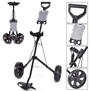 Costway Folding 2 Wheel Push Pull Golf Club Cart Trolley Swivel w/Scoreboard Lightweight - 1 of 4