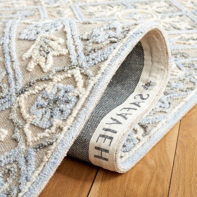 Beige and Silver Hand-Tufted Wool Rectangular Area Rug 5' x 8'