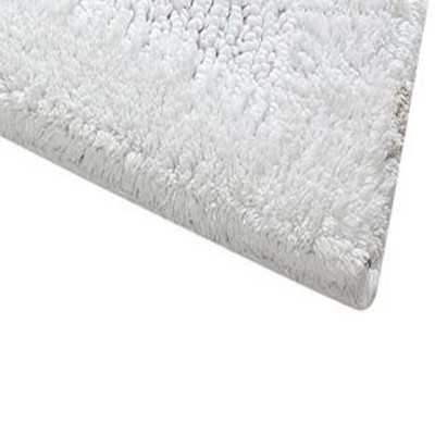 Naples White Cotton Textured Bath Rug with Non-Skid Backing