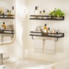 MOEPISY 2 Piece Wall Shelves for Bathroom, Kitchen, Bedroom, Bathroom Shelf with Towel Bar Black - 2 of 4