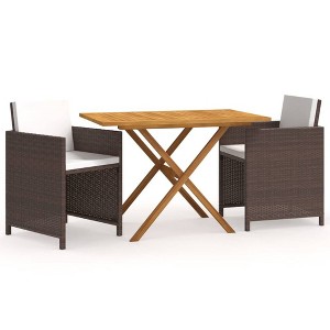vidaXL Garden Dining Set Brown Solid acacia wood Medium Removable Covers - Brown - 1 of 4