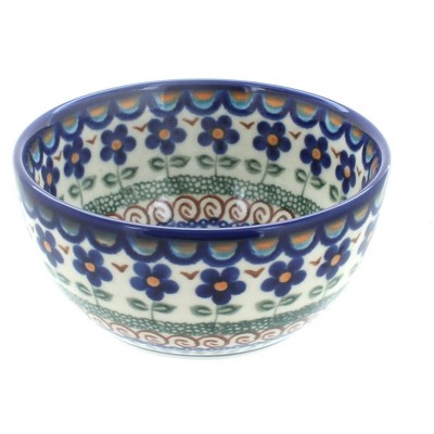 Blue Rose Polish Pottery Aztec Flower Dessert Bowl