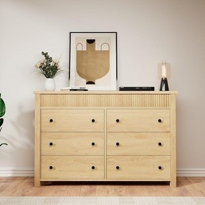 Drawer Dresser for Bedroom, Wooden Chest of Drawers, Fluted TV Stand, Storage Organizer for Living Room, Hallway and Entryway - 1 of 4