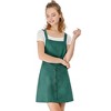 INSPIRE CHIC Women's Corduroy Button Front A-Line Bib Overall Pinafore Skirts - 2 of 4