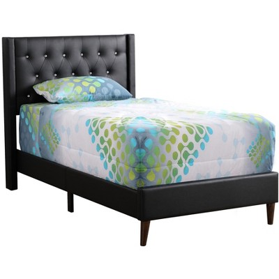 Passion Furniture Bergen Black Twin Tufted Panel Bed : Target