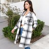 Anna-Kaci Women's Long Plaid Button-Up Shacket with Chest Pockets and Side Slits - 3 of 4
