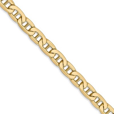 Black Bow Jewelry 5.5mm, 14K Yellow Gold, Hollow Anchor Link Chain Necklace