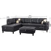 VYNXARIA 3 PC Sectional Sofa Set, (Black) Faux Leather left-Facing Sofa with Free Storage Ottoman - 3 of 4