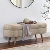 CAVINAS Bench for Bedroom with Cushion, Storage Stool Rubber Wood Legs, Bed Bench with Storage for Bedroom, Living Room, Brown - 2 of 4