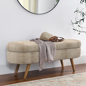 NicBex 43.5" Oval Storage Ottoman Bench with Rubber Wood Leg,End of Bed Ottoman with Storage,Storage Bench for Living Room,Bedroom,Entryway - 1 of 4