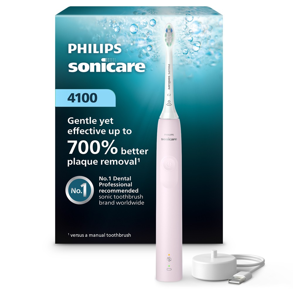 Philips Sonicare 4100 Plaque Control Rechargeable Electric Toothbrush HX3681/21 with Brush Head - Sugar Rose